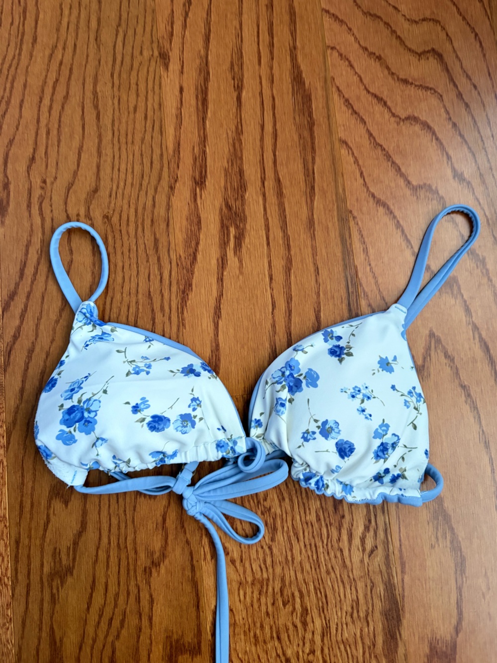 Hollister Reversible Blue Floral Triangle Bikini Top